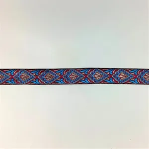 Blue & red Indian woven saree border - Banarasi border