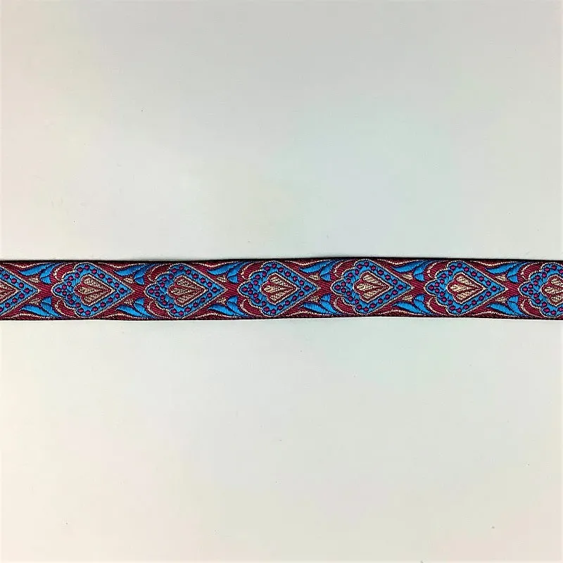 Blue & red Indian woven saree border - Banarasi border