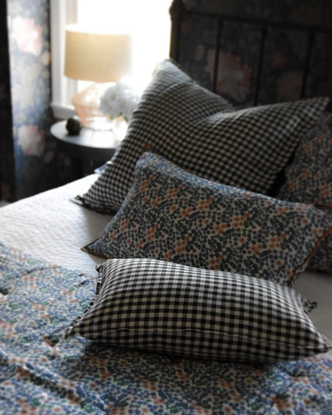Blue Floral Cotton Standard Sham