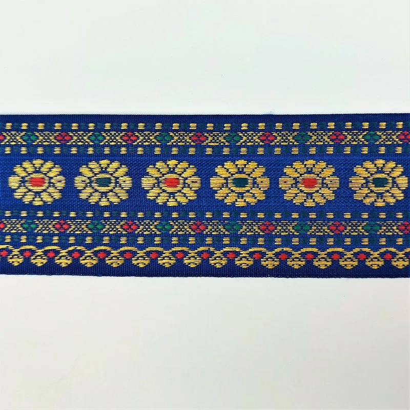 Blue Indian woven saree border - Banarasi border