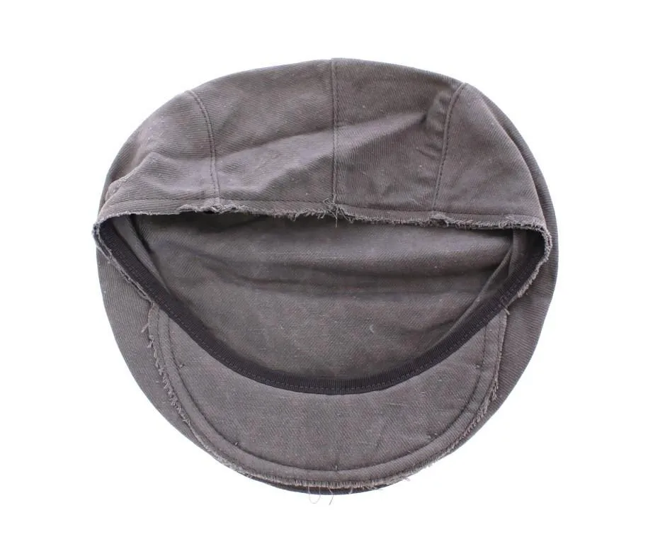 Blue Linen Logo Newsboy Cap Hat