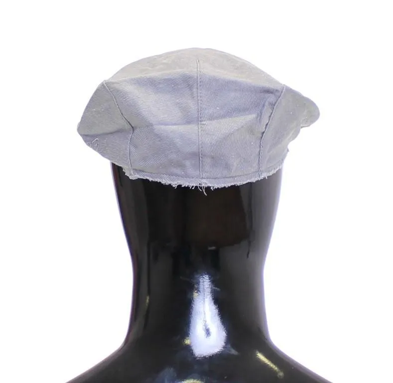Blue Linen Logo Newsboy Cap Hat