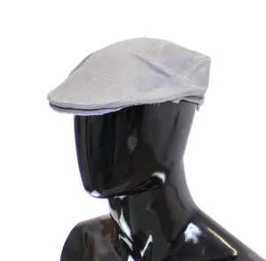 Blue Linen Logo Newsboy Cap Hat