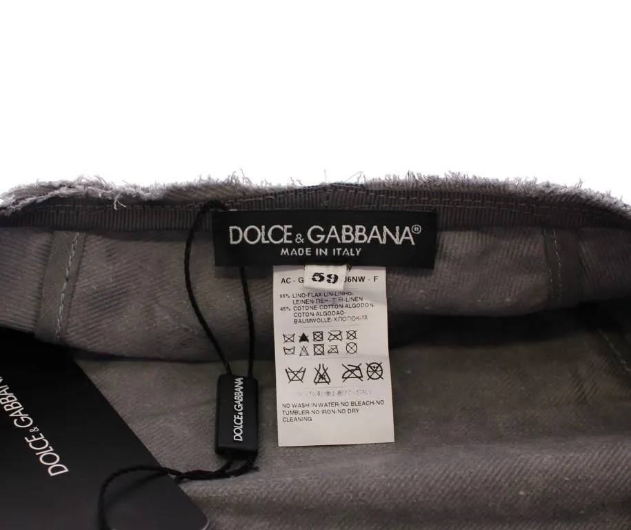 Blue Linen Logo Newsboy Cap Hat