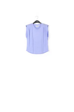 Blue linen sleeveless T-shirt