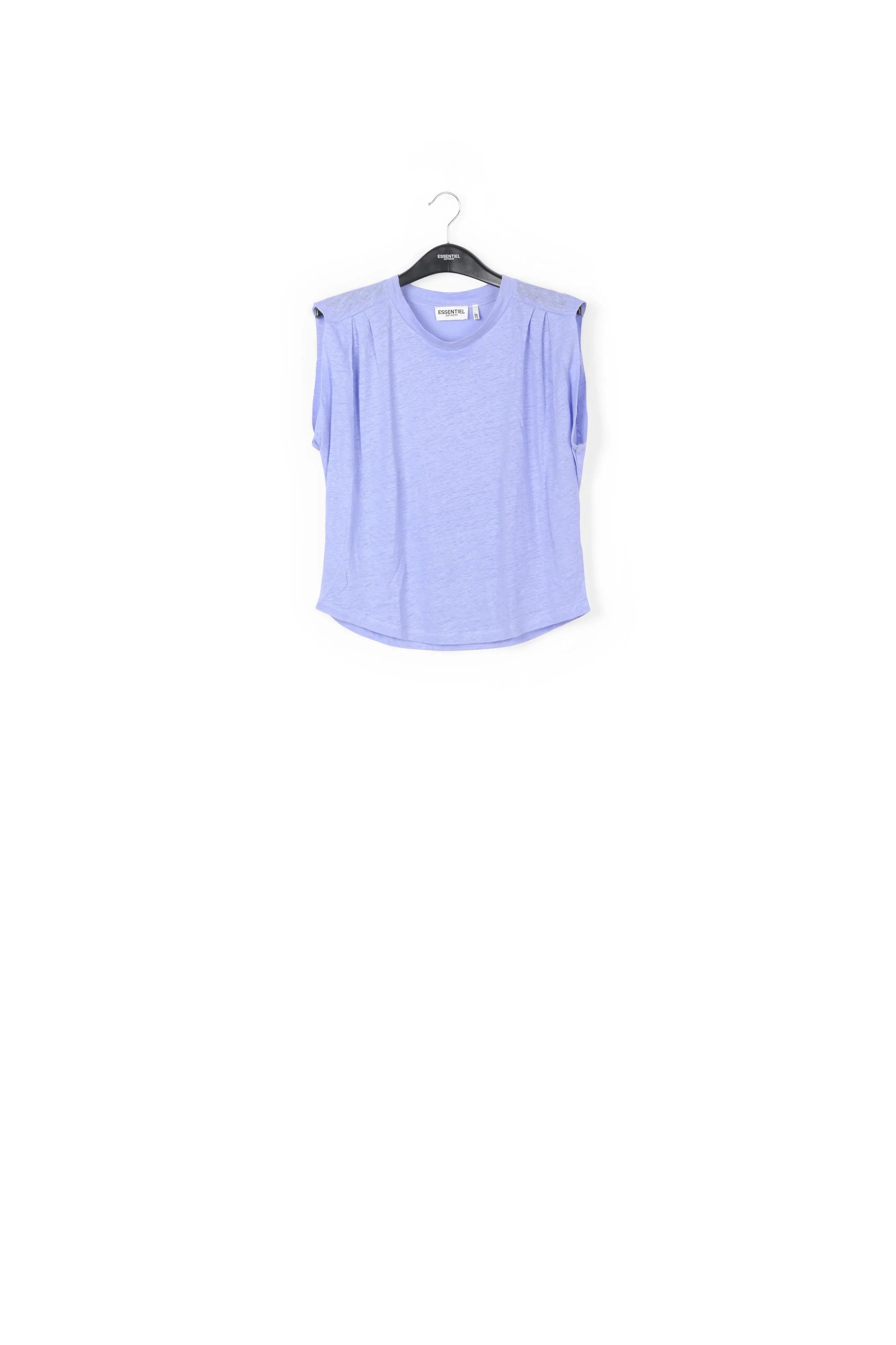 Blue linen sleeveless T-shirt