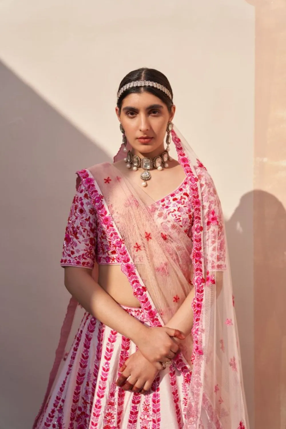 Blush Pink Double Dupatta Lehenga Set