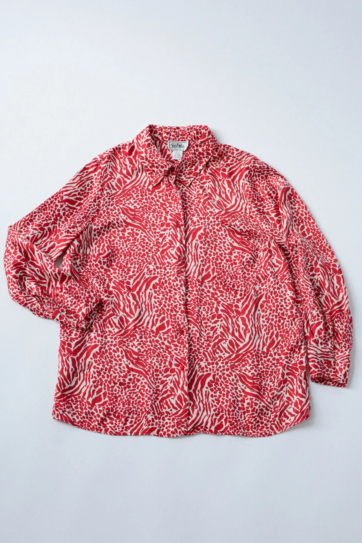 Bob Mackie Silk Animal Print Top