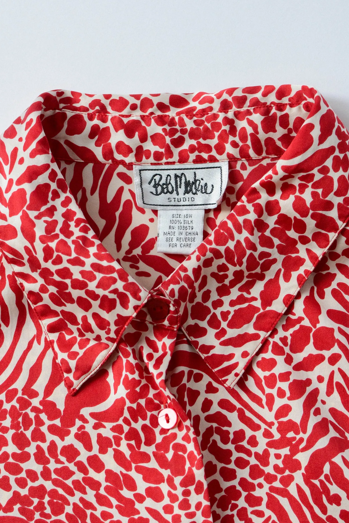 Bob Mackie Silk Animal Print Top