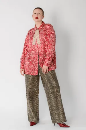 Bob Mackie Silk Animal Print Top