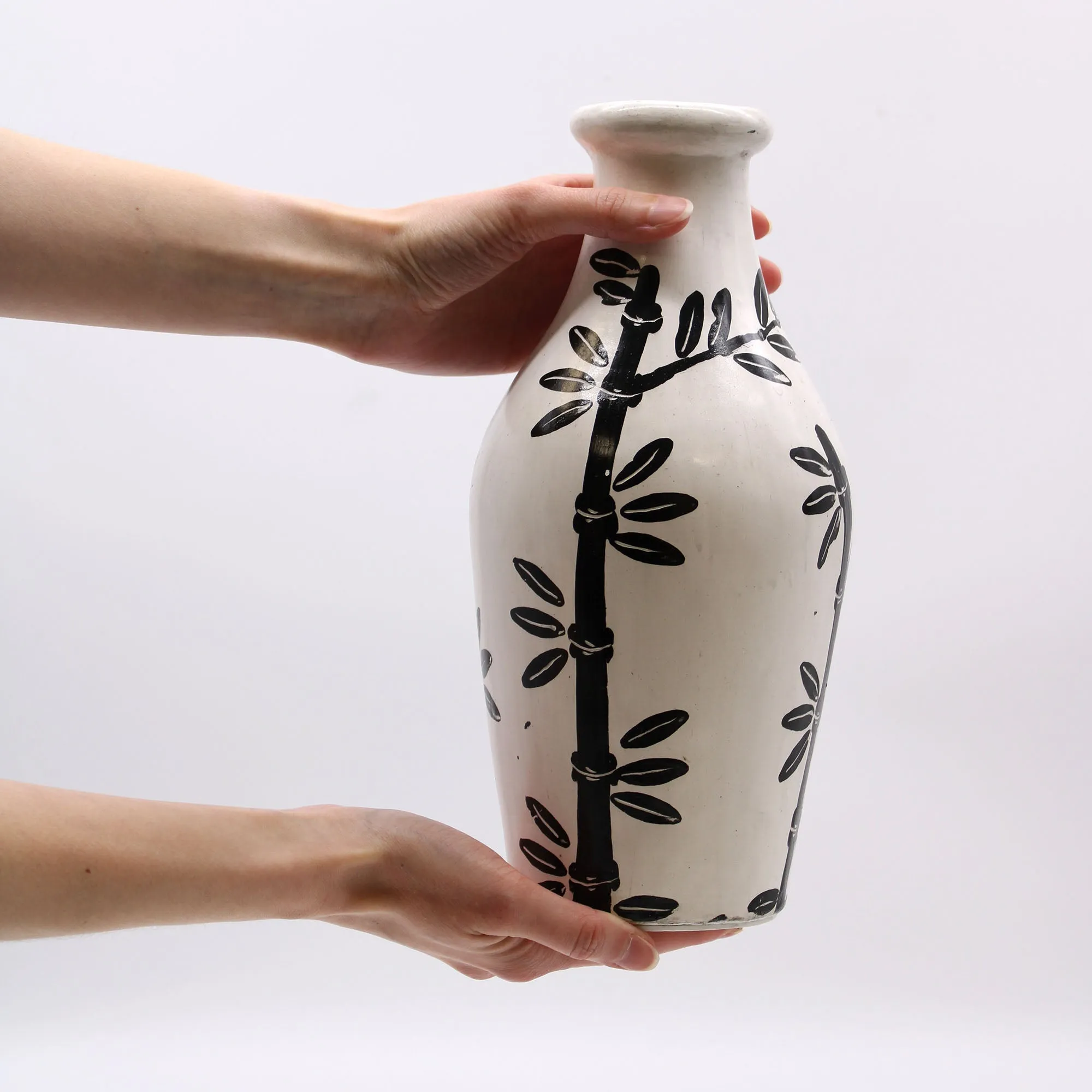 Boho Vase Bamboo Motif Shaped - Natural