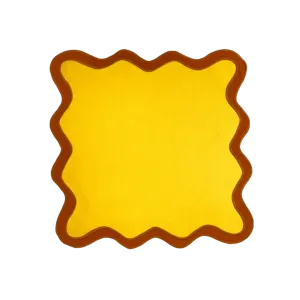 Brick Yellow Scallop 100% Linen Square Placemat - Set of 4