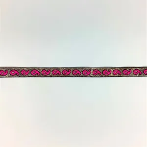 Bright Indian embroidered saree border - Banarasi border, gold & paisleys