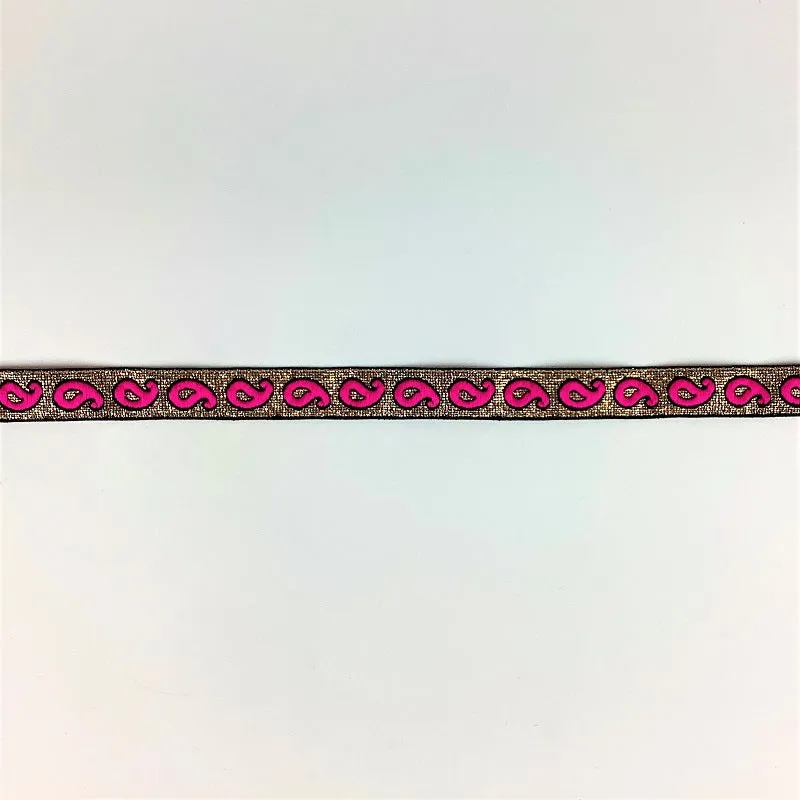Bright Indian embroidered saree border - Banarasi border, gold & paisleys