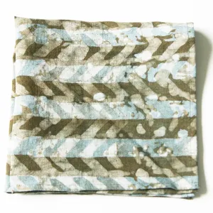 Brown Chevron Batik Block Printed Linen Napkins Set of 4