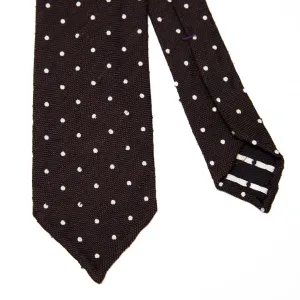 Brown Polka Dot Raw Silk Tie