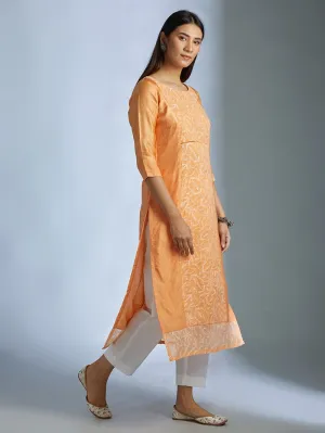 BURNT ORNAGE KURTA WITH CHIKAN WORK DETAILING