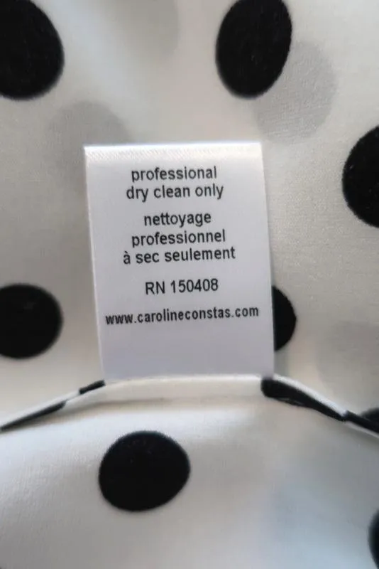 Caroline Constas Liza Skirt White/Black Polka Dot Stretch Satin Size Medium NEW