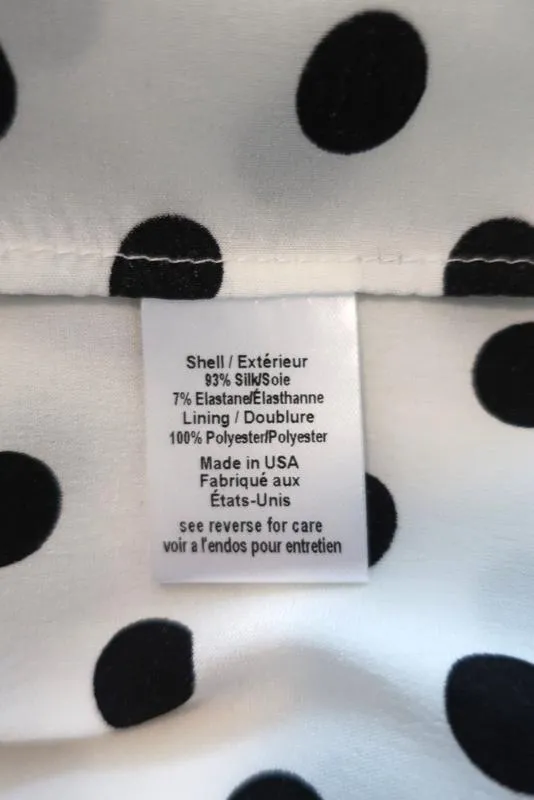Caroline Constas Liza Skirt White/Black Polka Dot Stretch Satin Size Medium NEW