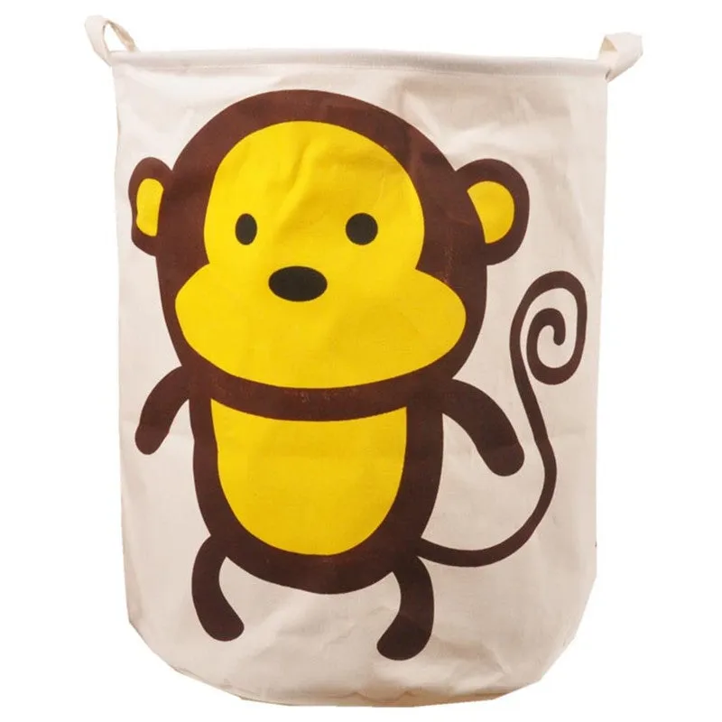 Cartoon Canvas Cotton Linen Fabric Clothing Barrels Laundry Storage Basket/Bags for Toys/Book/towels