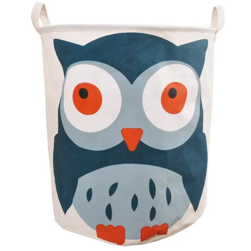 Cartoon Canvas Cotton Linen Fabric Clothing Barrels Laundry Storage Basket/Bags for Toys/Book/towels