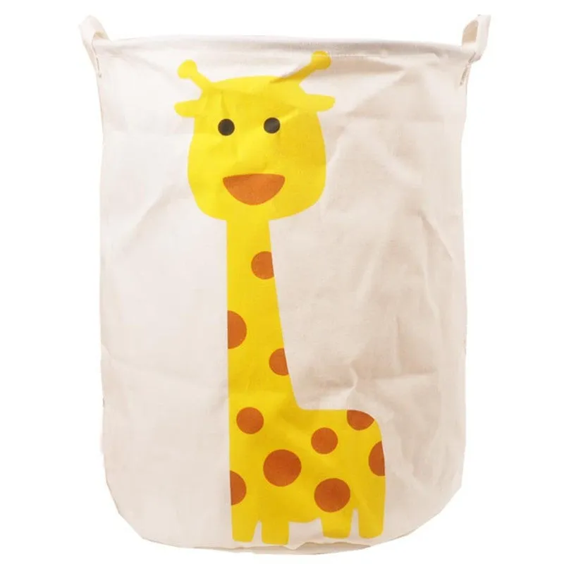 Cartoon Canvas Cotton Linen Fabric Clothing Barrels Laundry Storage Basket/Bags for Toys/Book/towels