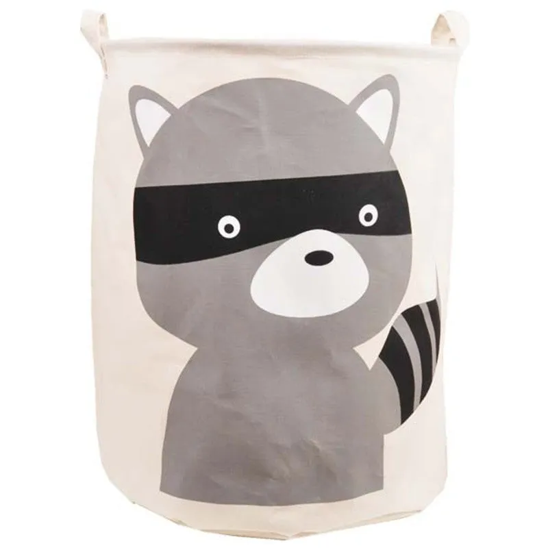 Cartoon Canvas Cotton Linen Fabric Clothing Barrels Laundry Storage Basket/Bags for Toys/Book/towels