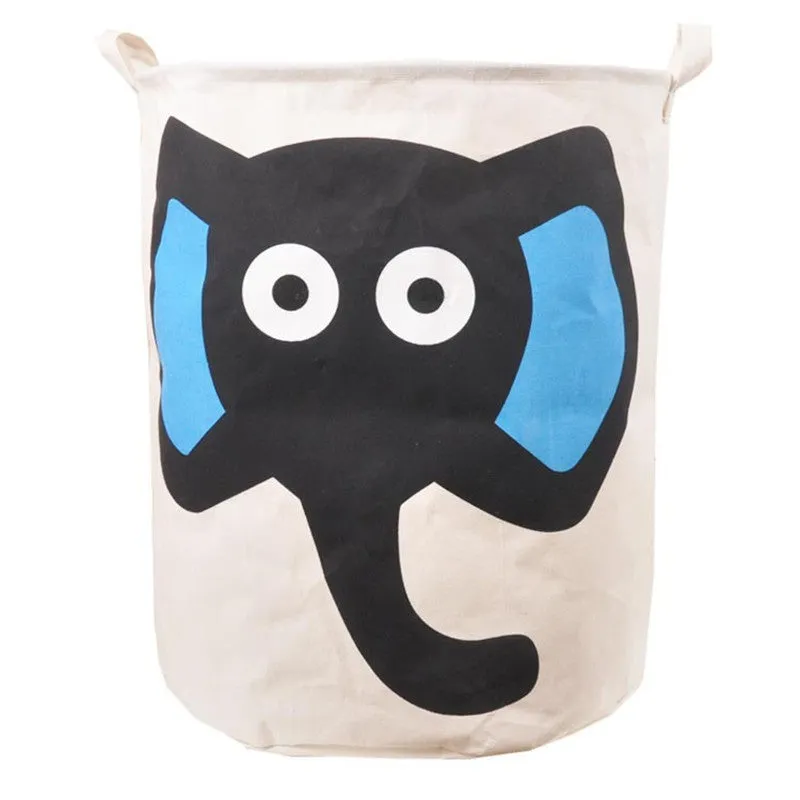Cartoon Canvas Cotton Linen Fabric Clothing Barrels Laundry Storage Basket/Bags for Toys/Book/towels