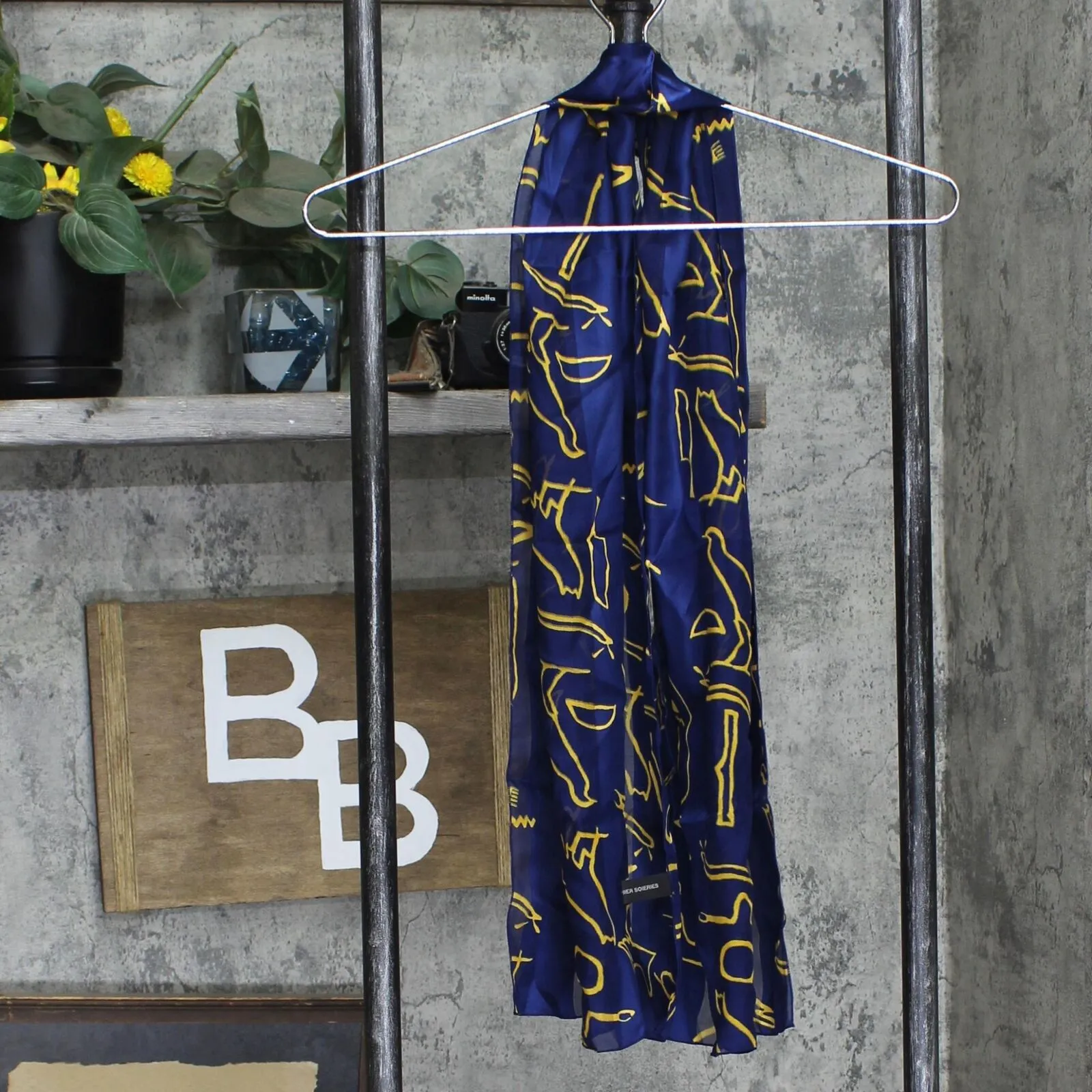 Cedric Brochier Soieries Womens Silk Lightweight Rectangle Scarf Blue Yellow OS