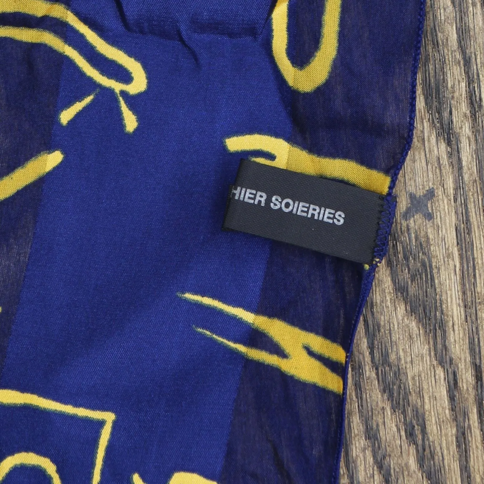 Cedric Brochier Soieries Womens Silk Lightweight Rectangle Scarf Blue Yellow OS