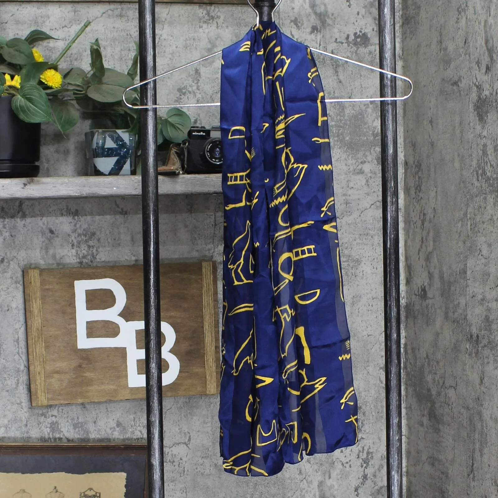 Cedric Brochier Soieries Womens Silk Lightweight Rectangle Scarf Blue Yellow OS