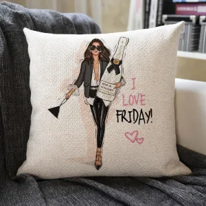 Celebration With Champagne Linen Pillowcase