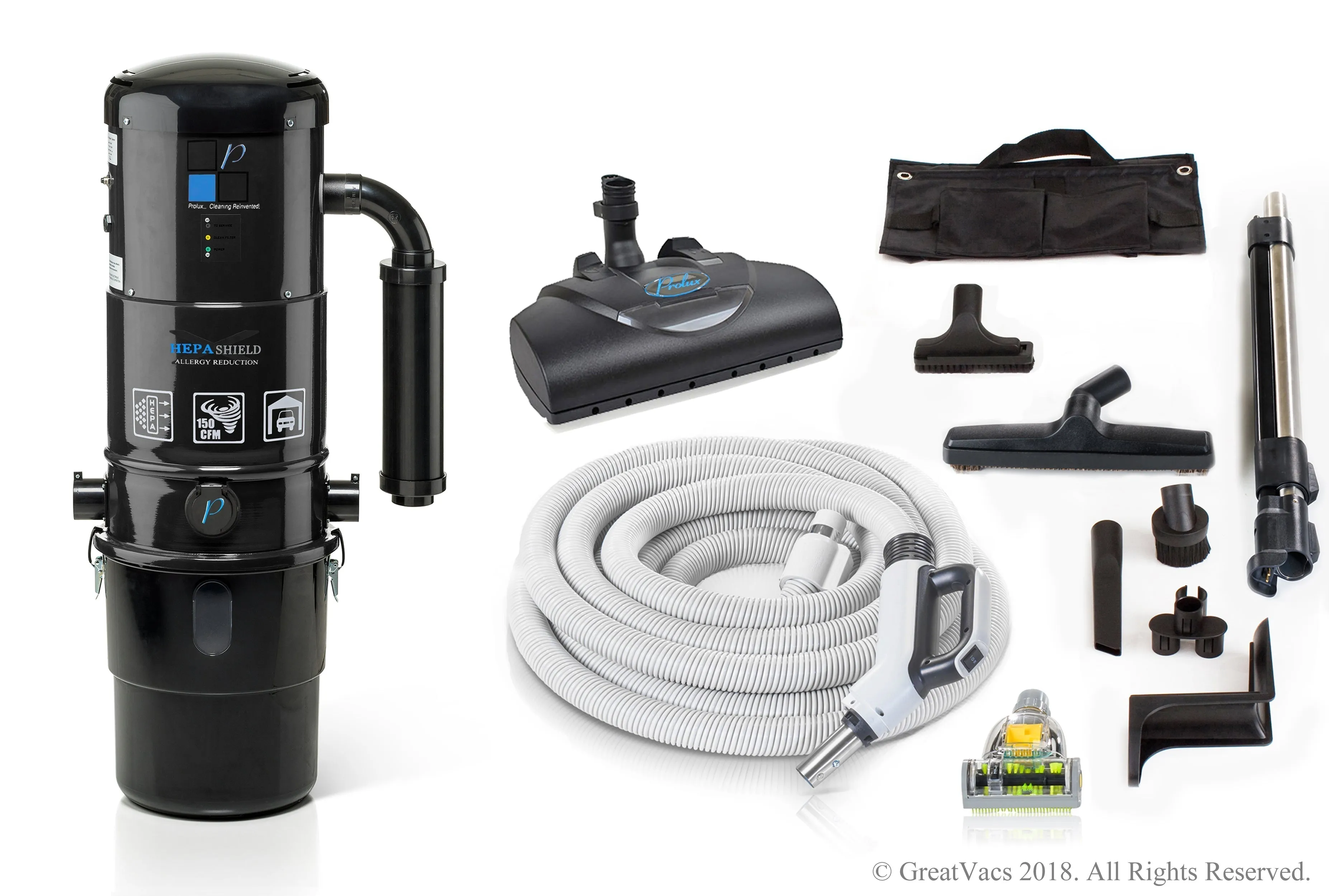 Central Vacuum Unit w/ Powerful 2 Speed Motor, Prolux Hose Kit, and 25 Year Warranty by Prolux