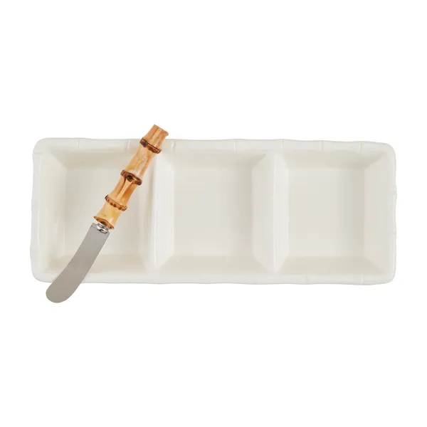 Ceramic Bamboo Triple Tidbit Set