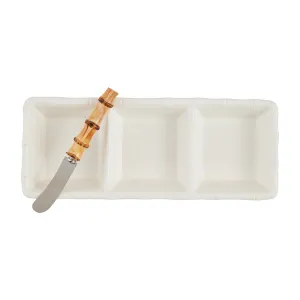 Ceramic Bamboo Triple Tidbit Set