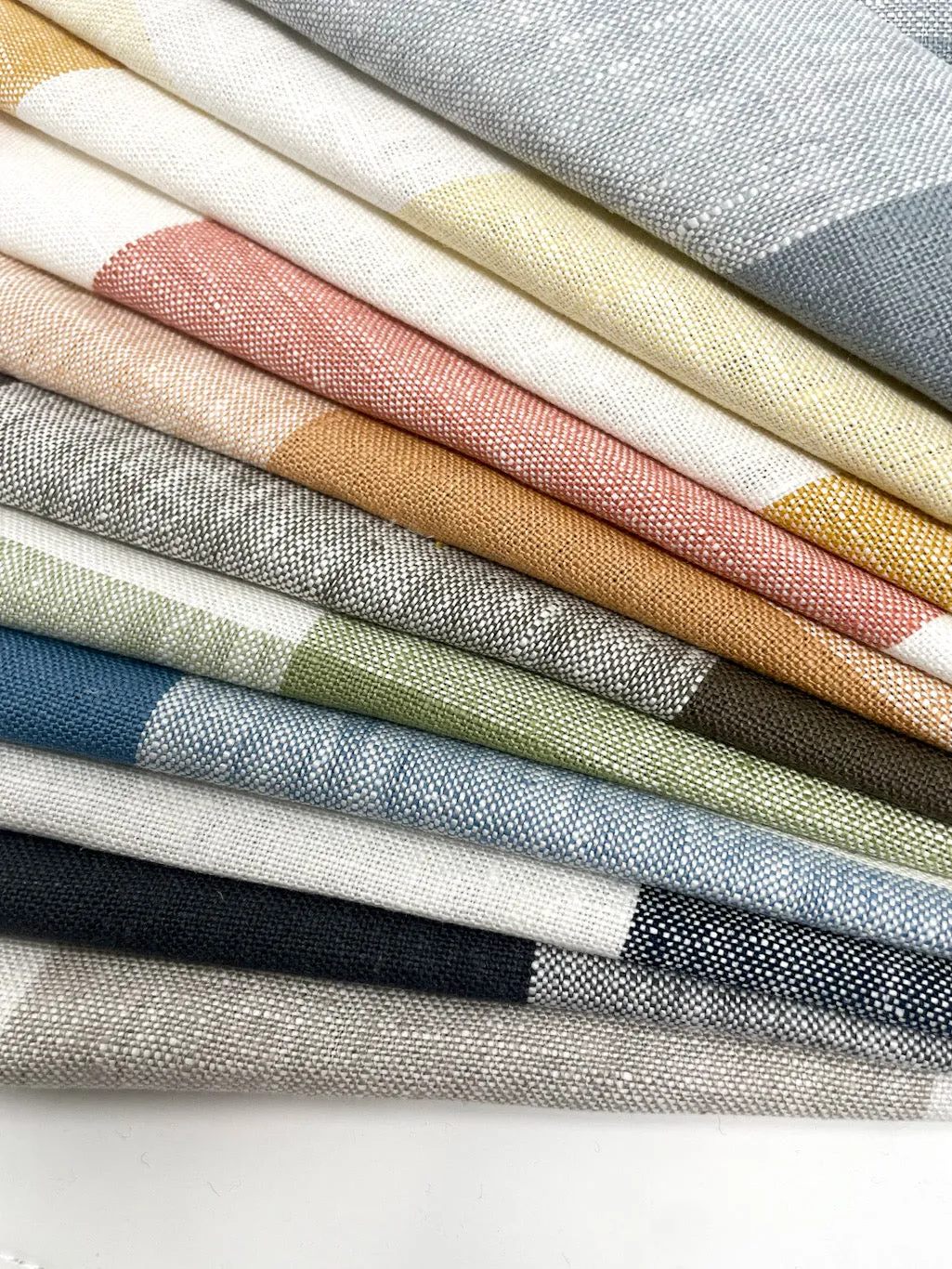 Checkered Multi Color 100% Linen Fabric By The Yard/CL1125