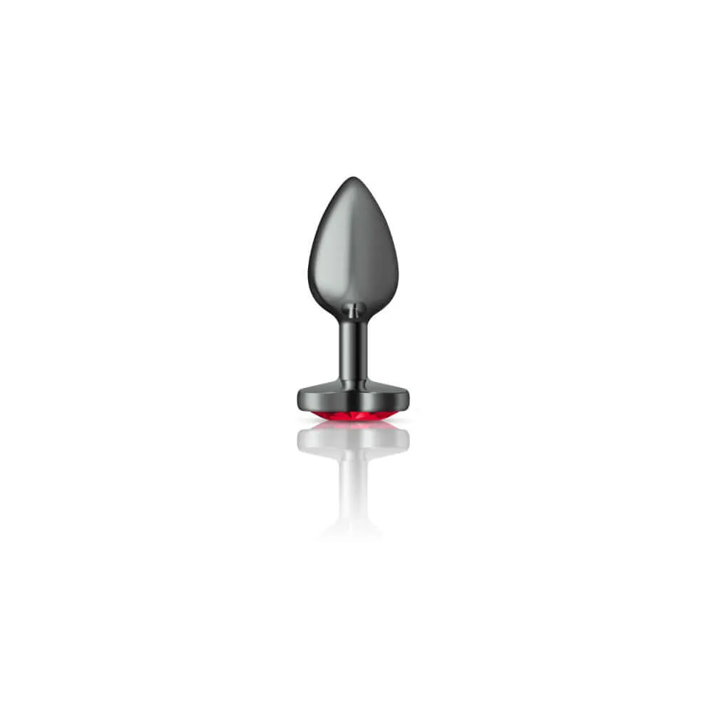 Cheeky Charms-Gunmetal Metal Butt Plug- Heart-Dark Red-Small