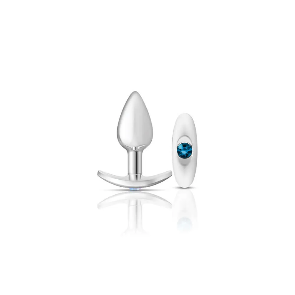 Cheeky Charms - Silver Metal Butt Plug Kit - Clear/ Teal