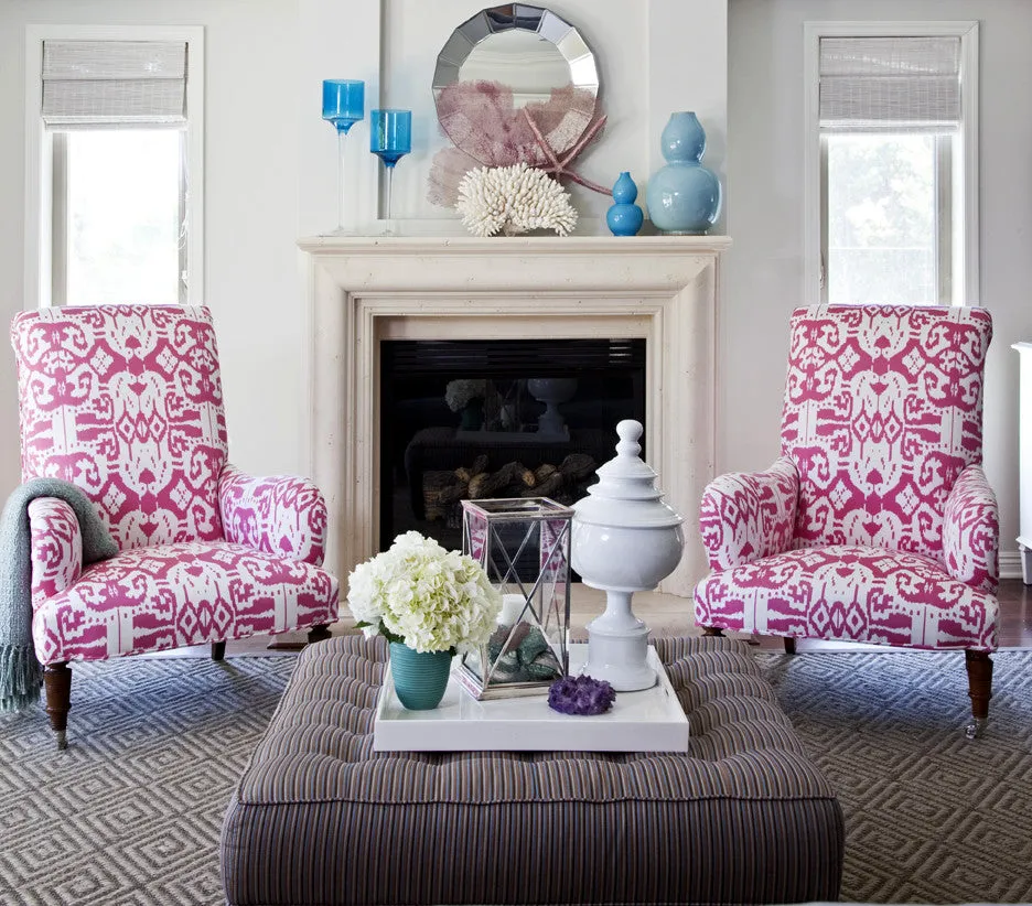 China Seas Fabric: Island Ikat - Dove Gray on White