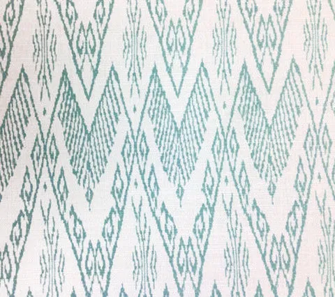 China Seas Fabric: Raffles - Custom Turquoise on Tinted Belgian Linen / Cotton