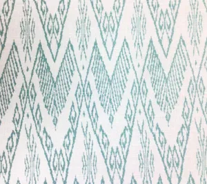 China Seas Fabric: Raffles - Custom Turquoise on Tinted Belgian Linen / Cotton