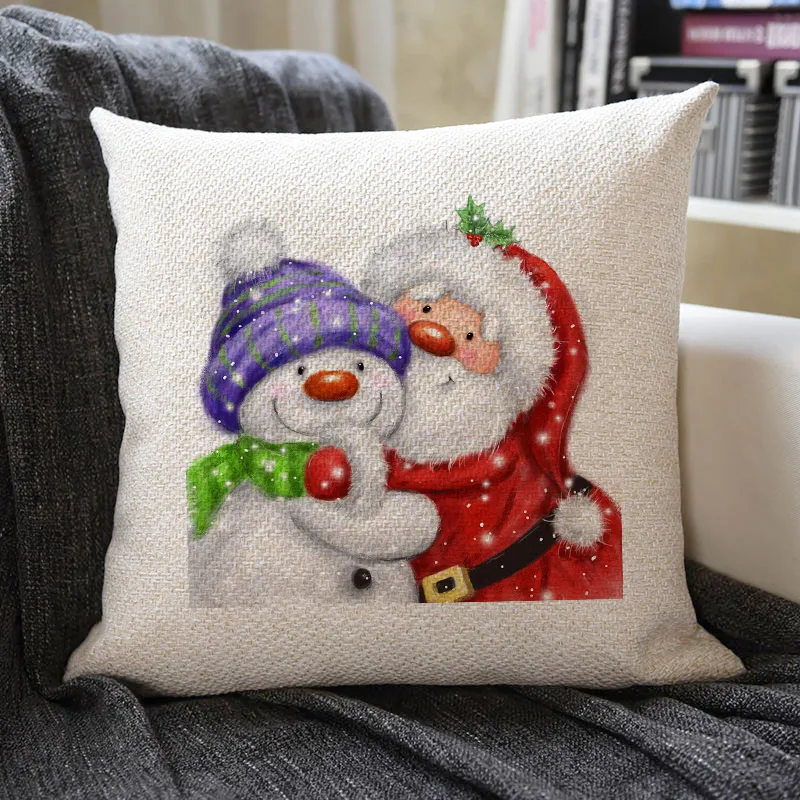 Christmas Themed Linen Pillowcase
