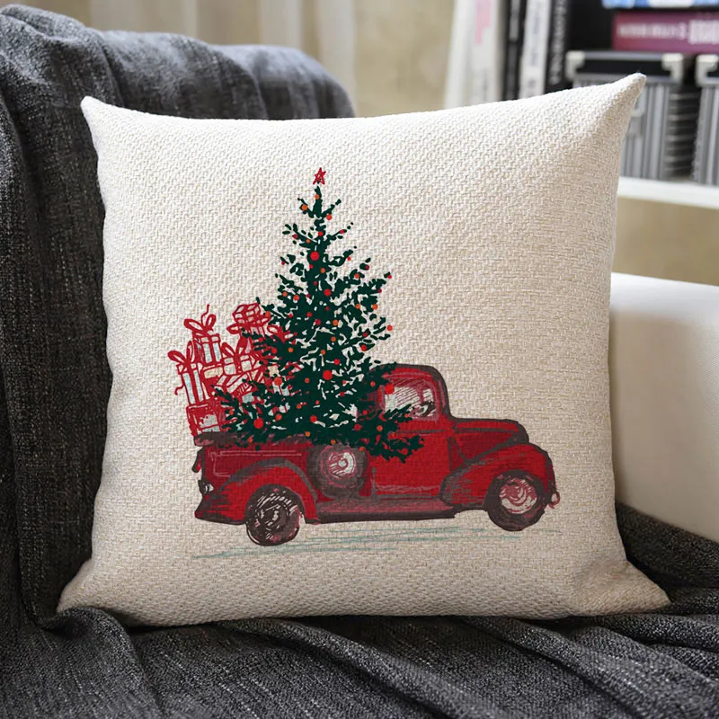 Christmas Themed Linen Pillowcase