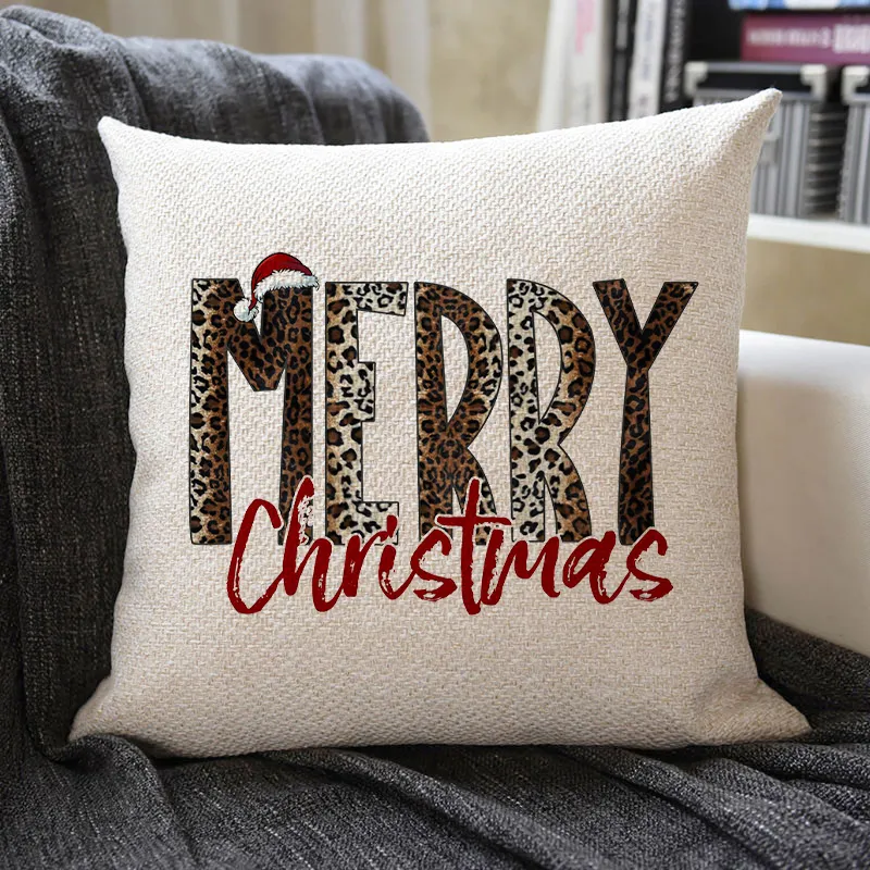 Christmas Themed Linen Pillowcase