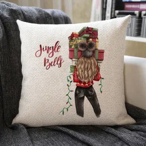 Christmas Themed Linen Pillowcase