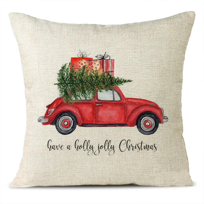 Christmas Themed Linen Pillowcase