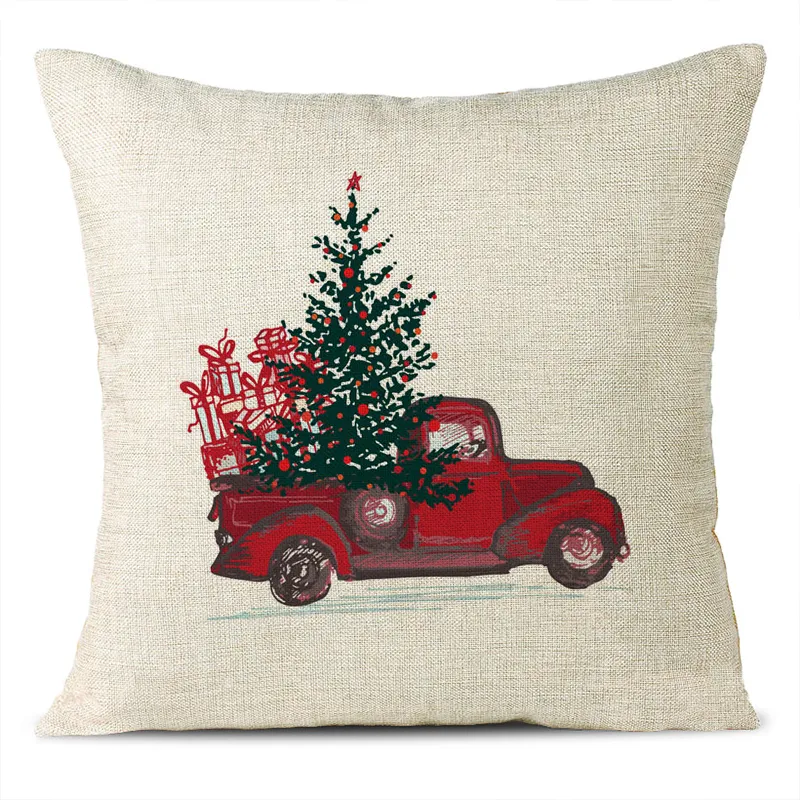 Christmas Themed Linen Pillowcase