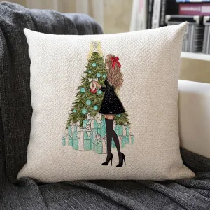 Christmas Themed Linen Pillowcase