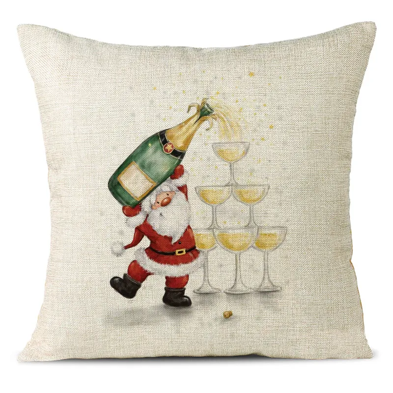 Christmas Themed Linen Pillowcase