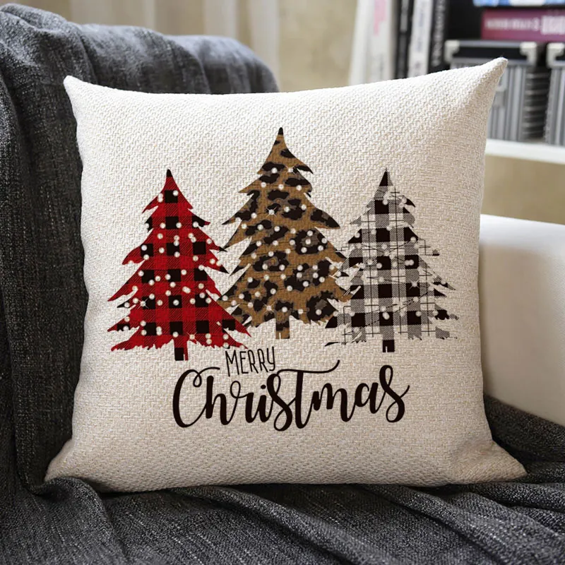 Christmas Themed Linen Pillowcase